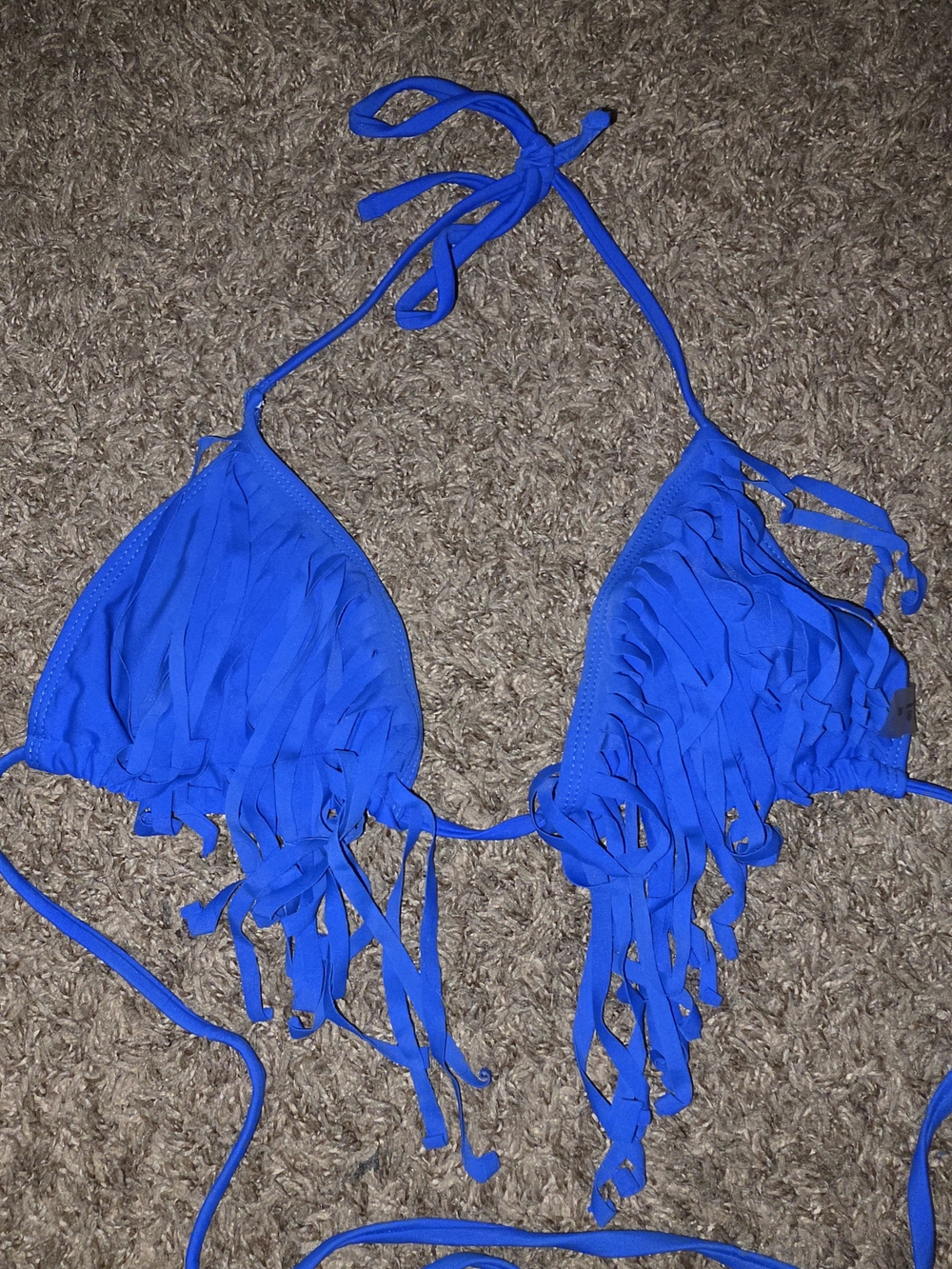 SHEIN Royal Blue Fringe Triangle Bikini Top